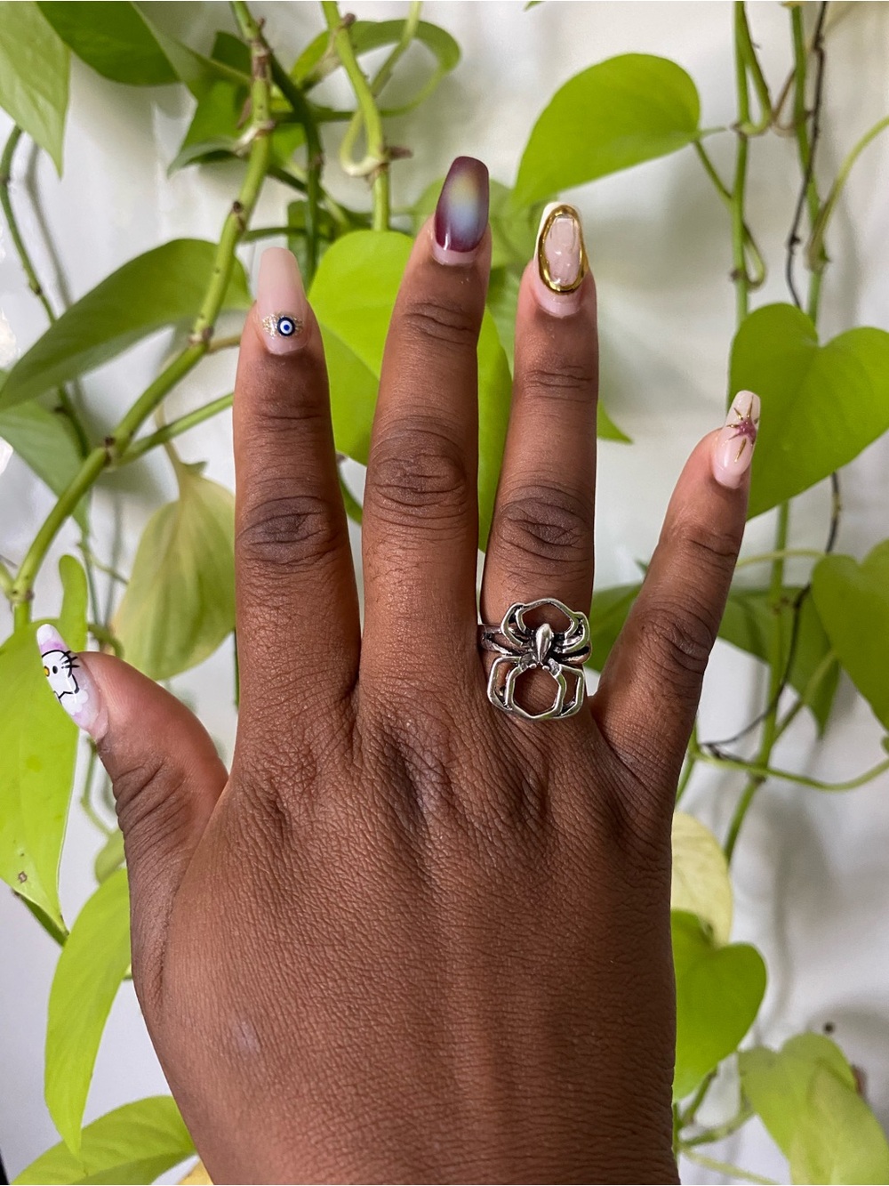 Silver spider Openwork Statement Ring